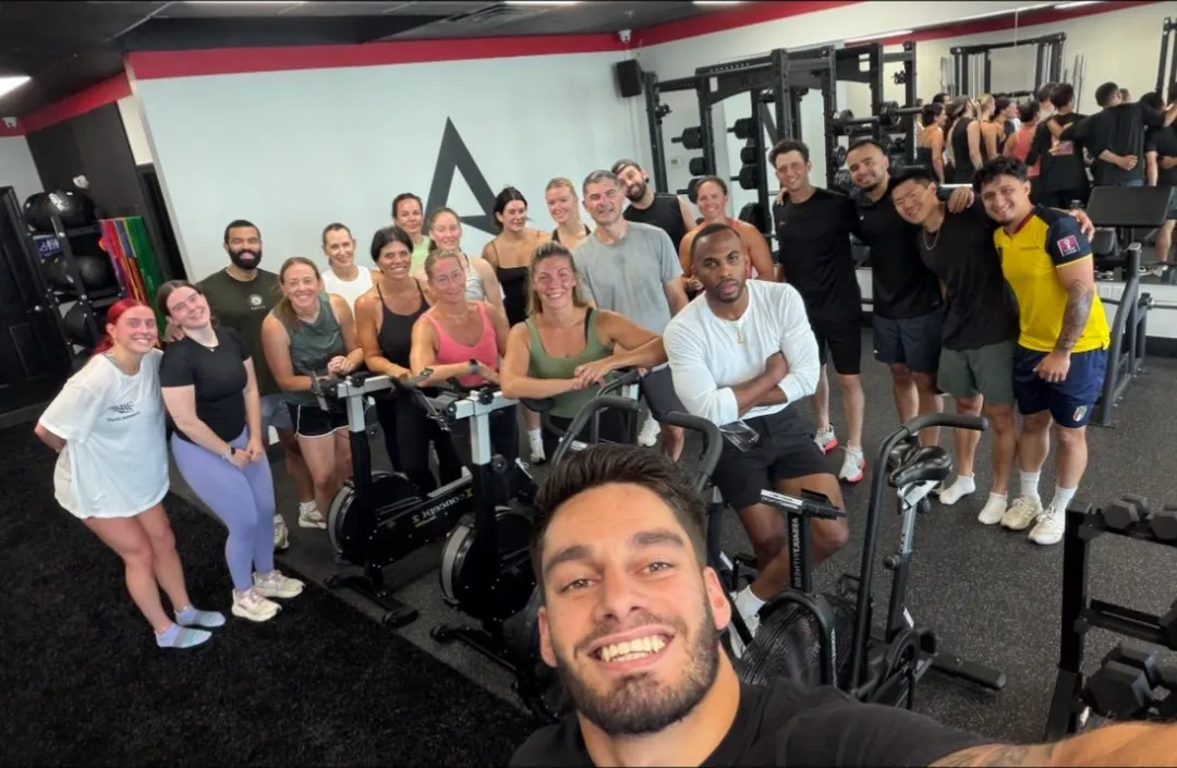 George, owner of Atlas Fit, with the Saturday class on the gym floor in North Andover